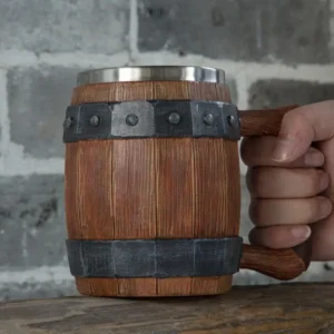 Anime One Piece Luffy King Large Capacity Same Type Wooden Barrel Beer Cup 600Ml Manual Polishing Stainless Steel Prop Cup Mug