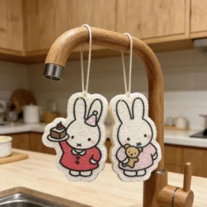 Kawaii Miffy Cartoon Wood Pulp Dish Sponge Super Absorbent & Expanding Magic Scrubber for Kitchen Cleaning Eco-Friendly